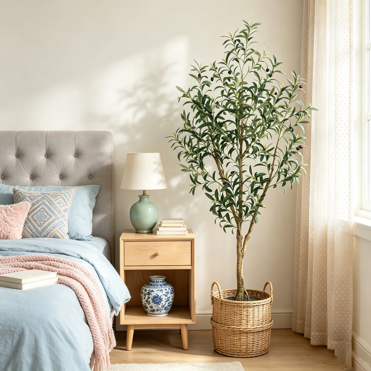 Artificial Olive Tree — 5.25 to 7 ft, Natural Wood Trunk