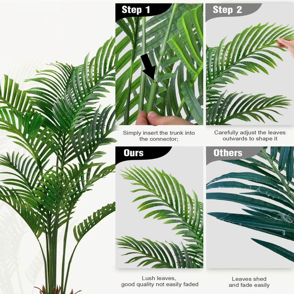 Artificial Palm Tree — 12 Leaves, Durable PE Foliage