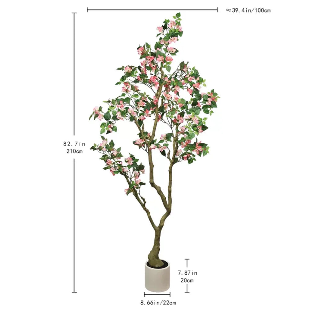 Artificial Bougainvillea Tree — 7 ft, Pink Silk Bracts, Cement-Filled Base