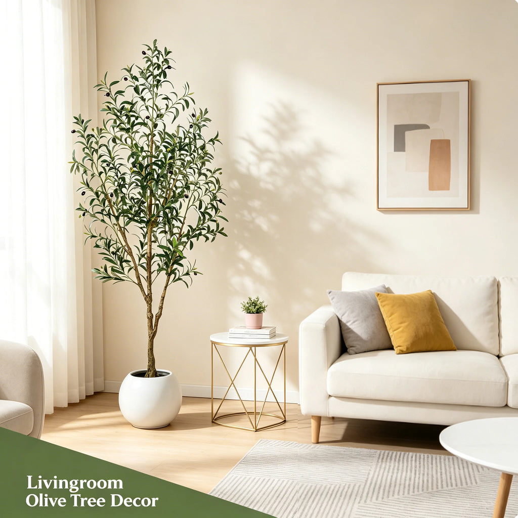 Artificial Olive Tree — 5.25 to 7 ft, Natural Wood Trunk