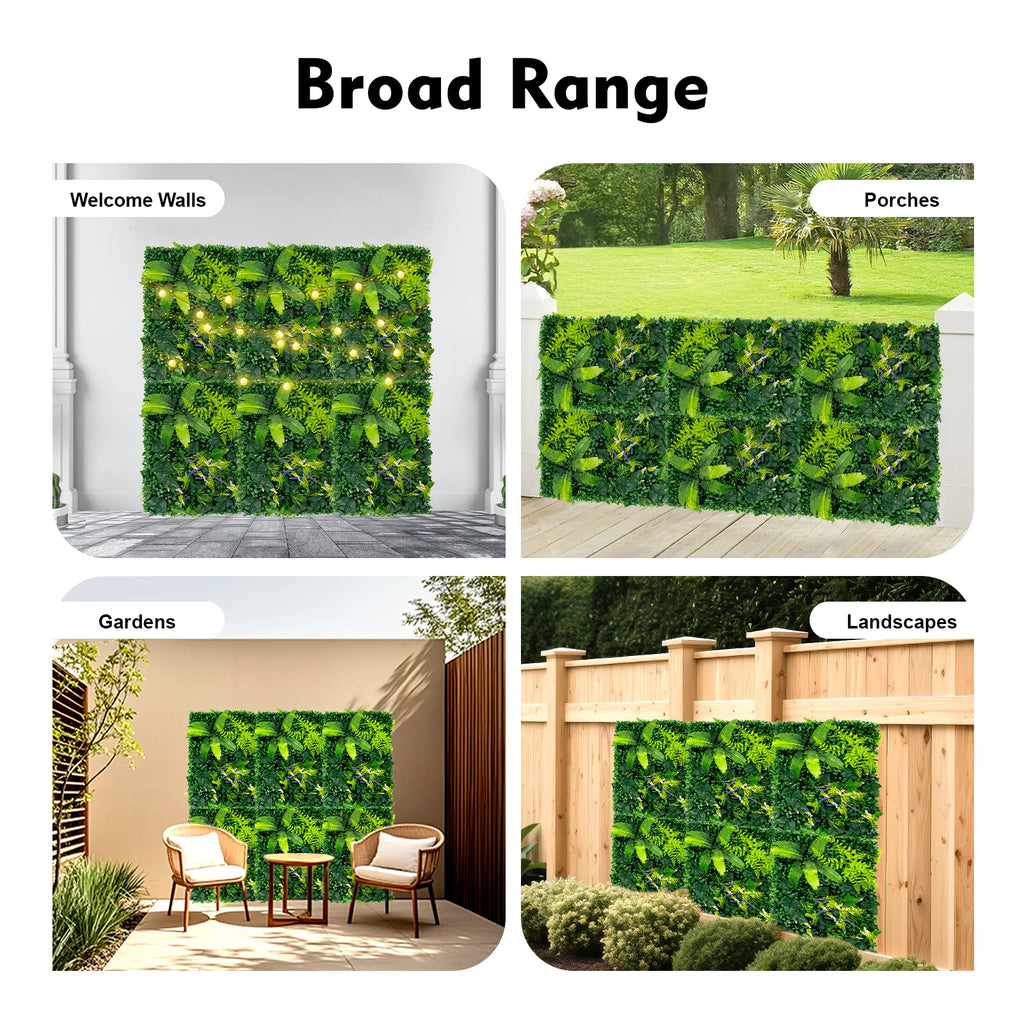 Artificial Greenery Wall Panels — 6-Piece Set, 1.4 m² Coverage