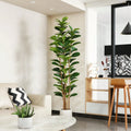 Artificial Fiddle Leaf Fig Tree — 5 to 7 ft, White Pot