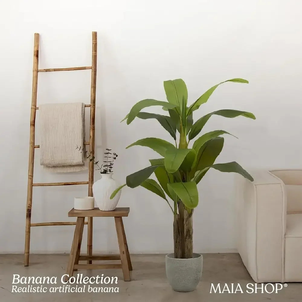 Artificial Banana Tree — 5 ft, Detachable Trunk with Black Pot