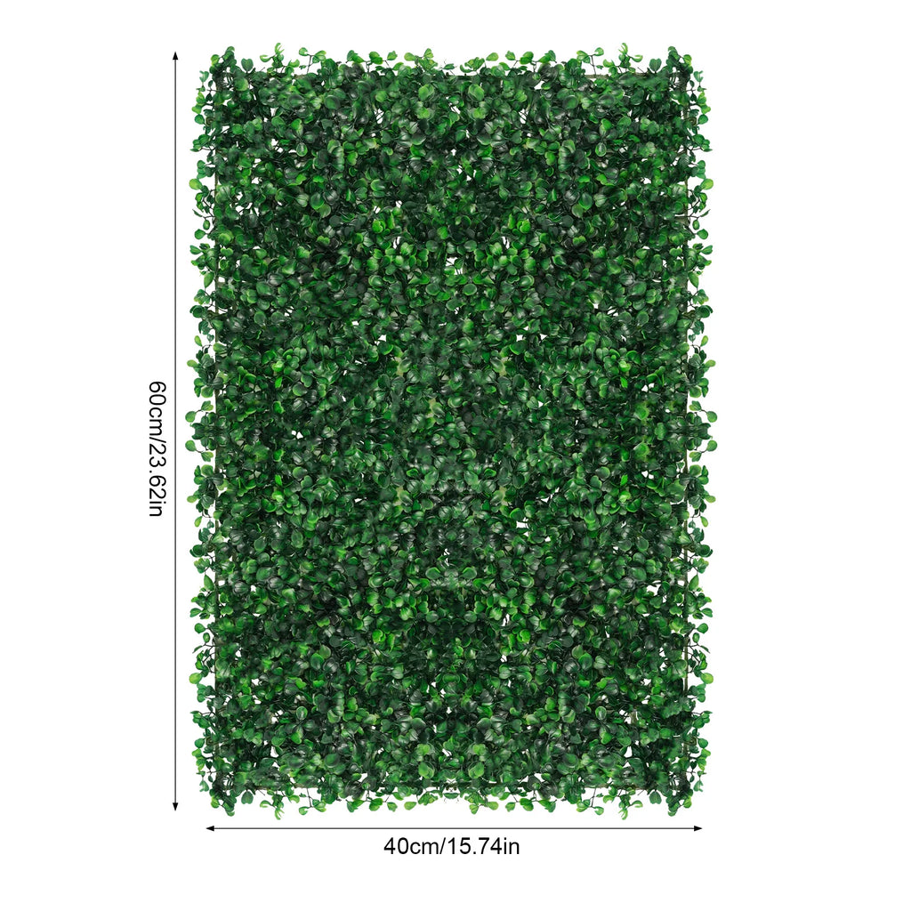 Artificial Hedge Wall Panels — 12-Piece Set, Interlocking Mesh Back