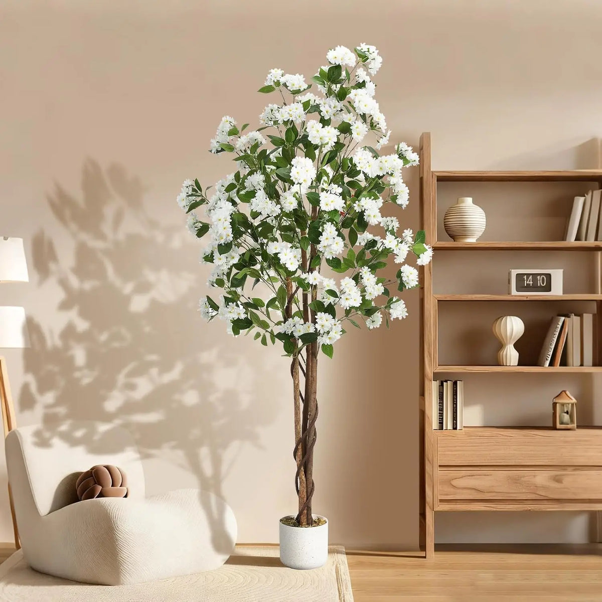 Artificial Osmanthus Tree — 3.9 to 5.9 ft, Weighted Base with Lifelike Blooms