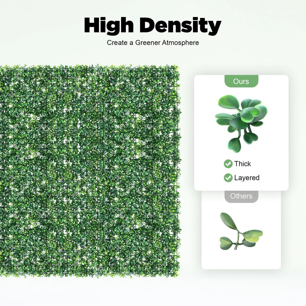 Artificial Hedge Wall Panels — 12-Piece Set, 2.9 m² Coverage