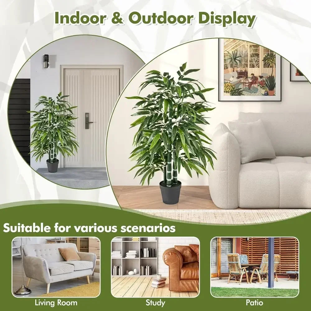 Artificial Bamboo Trees — Set of 2, Three PE Trunks Each