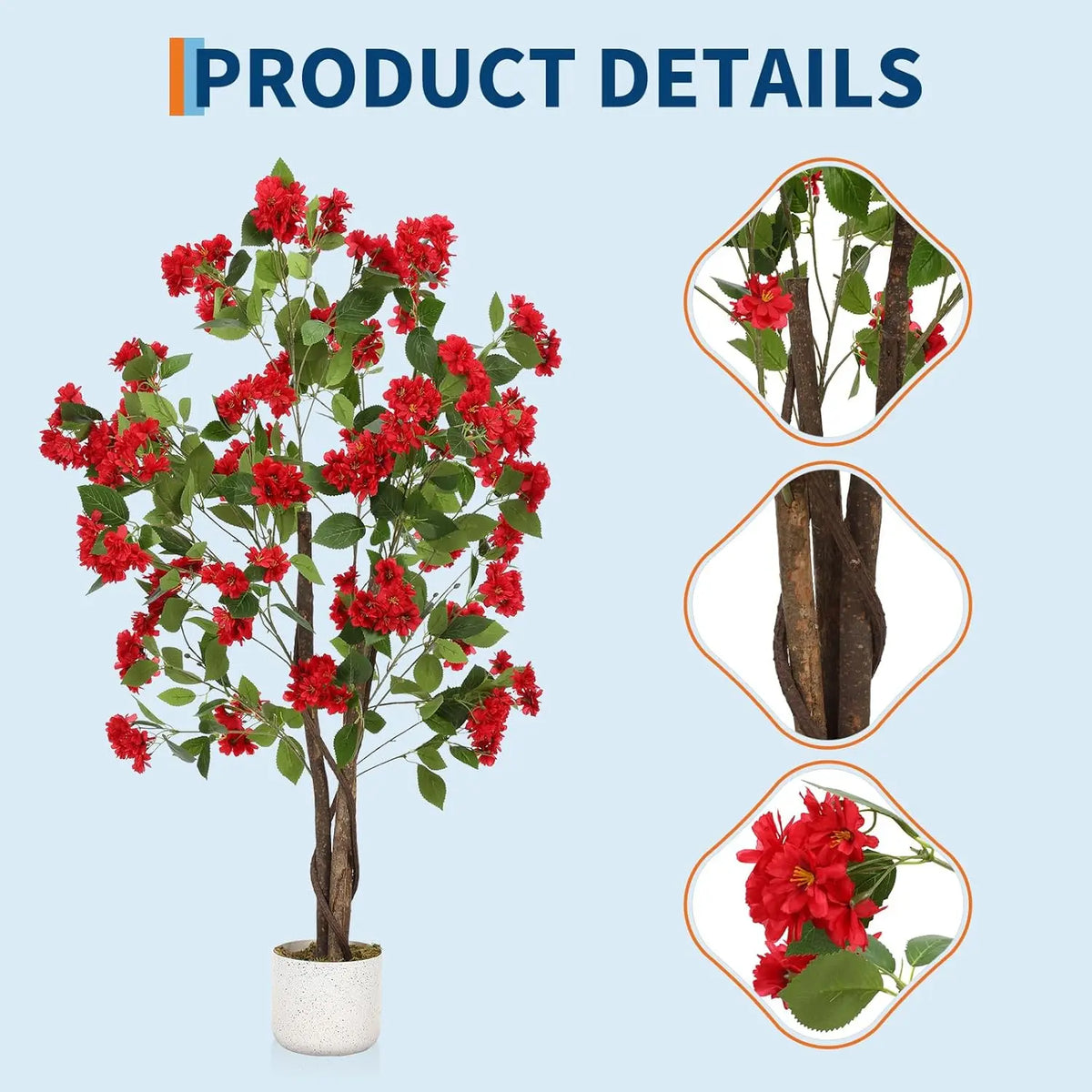 Artificial Osmanthus Tree — 3.9 to 5.9 ft, Weighted Base with Lifelike Blooms