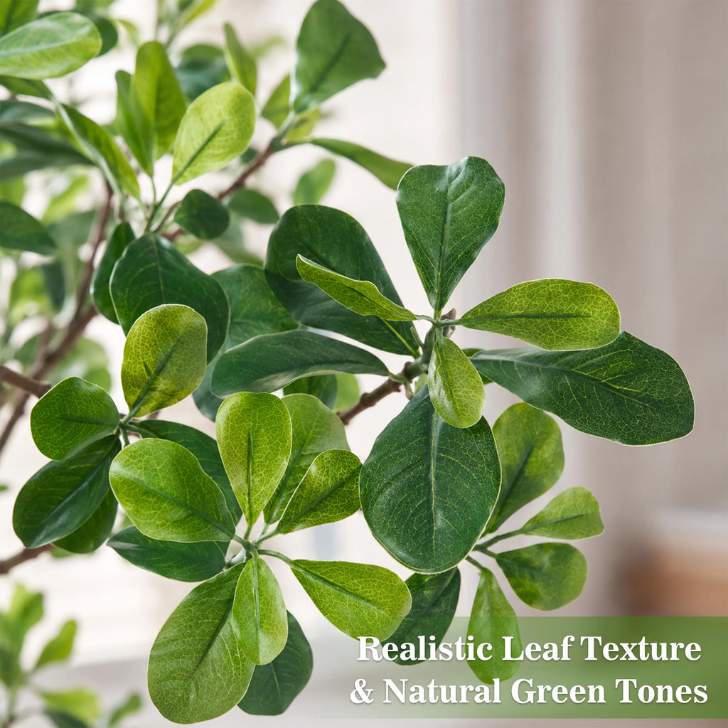 Artificial Black Olive Tree — 5 to 7 ft, PE Foliage, White Round Pot
