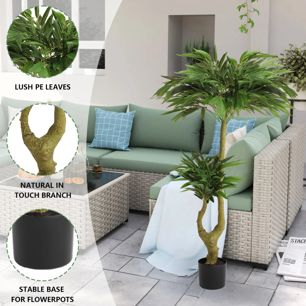 Artificial Willow Tree — 5 ft, Interlocking Root Clusters in a Black Pot
