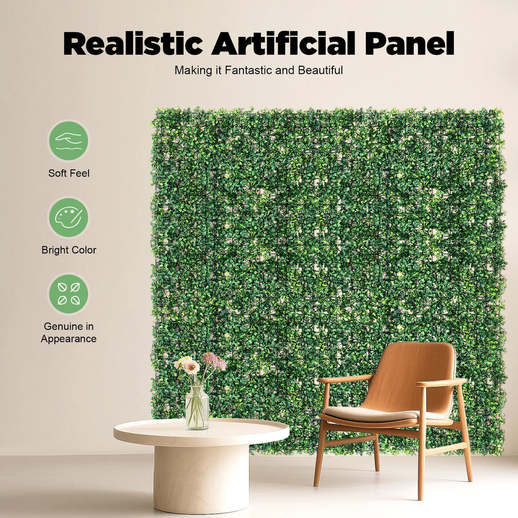 Artificial Hedge Wall Panels — 12-Piece Set, 2.9 m² Coverage