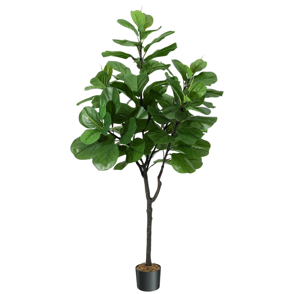 Artificial Fiddle Leaf Fig Tree — 6 ft, Black Pot