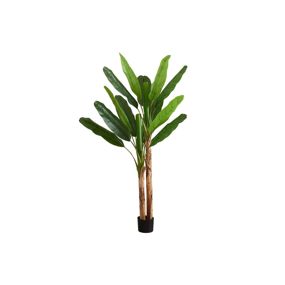 Artificial Banana Tree — 83 in, Dual Trunk, 16 Variegated Leaves