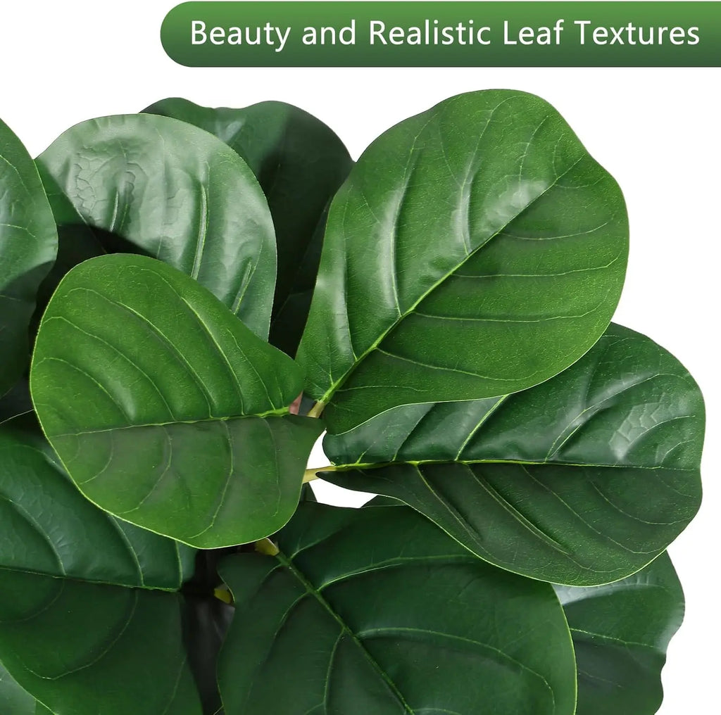 Artificial Fiddle Leaf Fig Tree — 4 to 7 ft, White Planter with Weighted Base