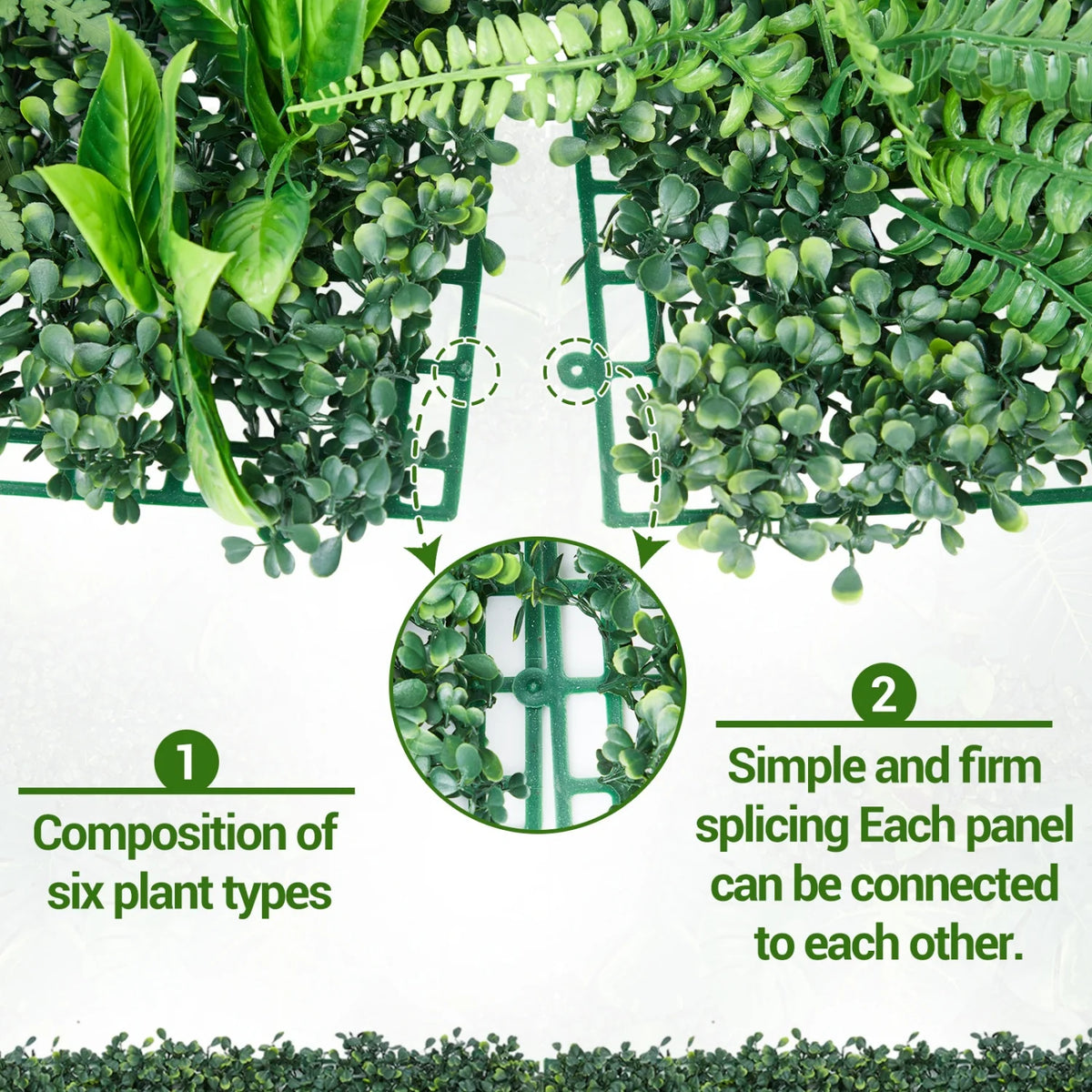 Artificial Green Wall Panels, 50 x 50 cm, Set of 4, 8 or 12, 1 to 3 m² Coverage
