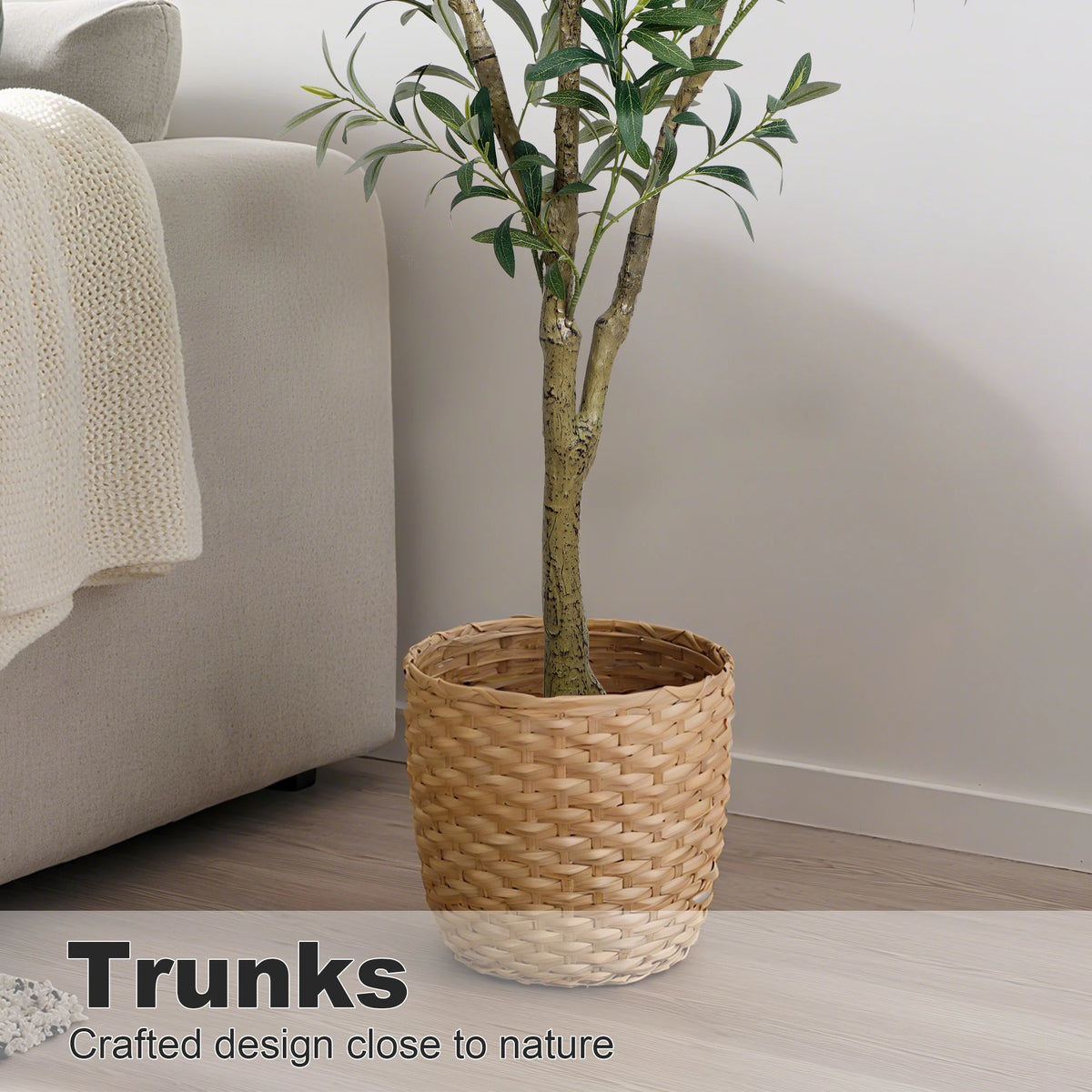 Artificial Olive Tree — 5.25 to 7 ft, Natural Wood Trunk