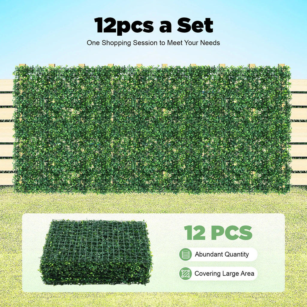 Artificial Hedge Wall Panels — 12-Piece Set, 2.9 m² Coverage
