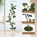 Artificial Magnolia Tree — 5 to 7 ft, S-Curve Trunk, White Planter