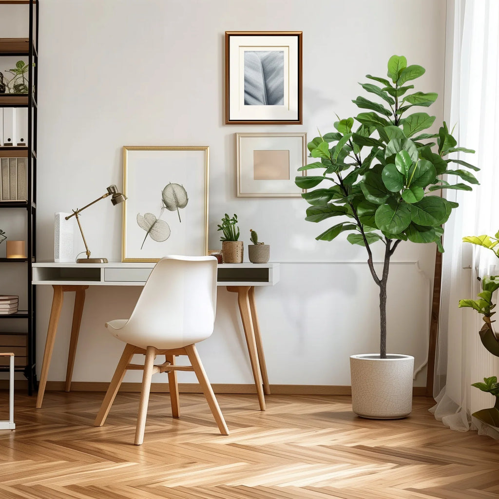 Artificial Fiddle Leaf Fig Tree — 6 ft, Black Pot