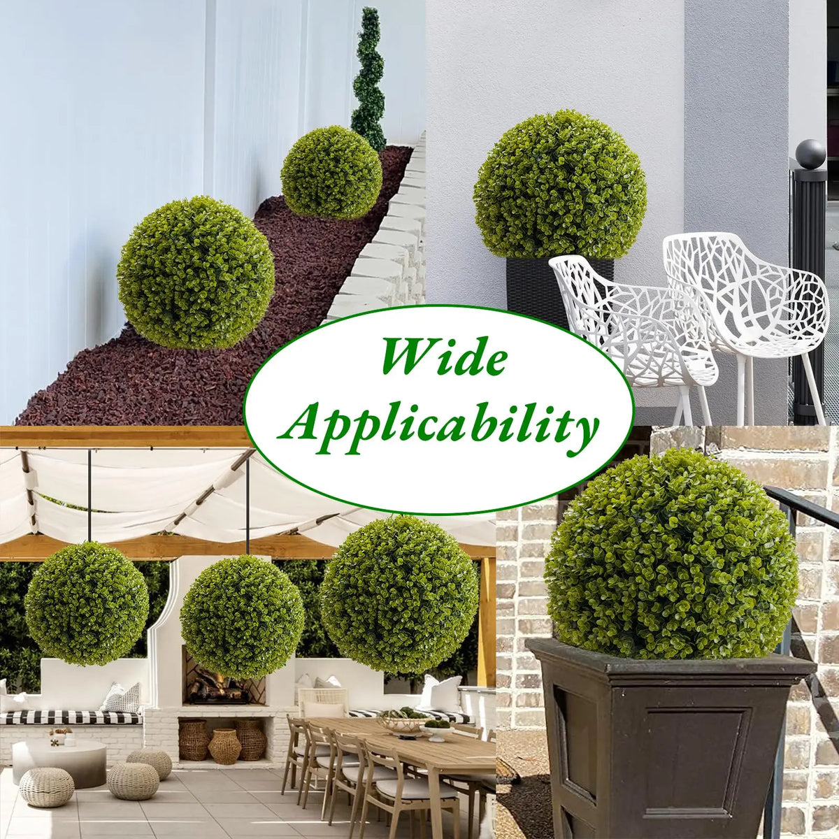 Artificial Cedar Topiary Balls — 17 to 23 in, Set of 2