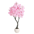 Artificial Cherry Blossom Tree — 5 to 6 ft, Four-Trunk Base in Black Cement Pot