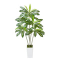 Artificial Dracaena Tree — 6 ft, White Planter with Moss Cover