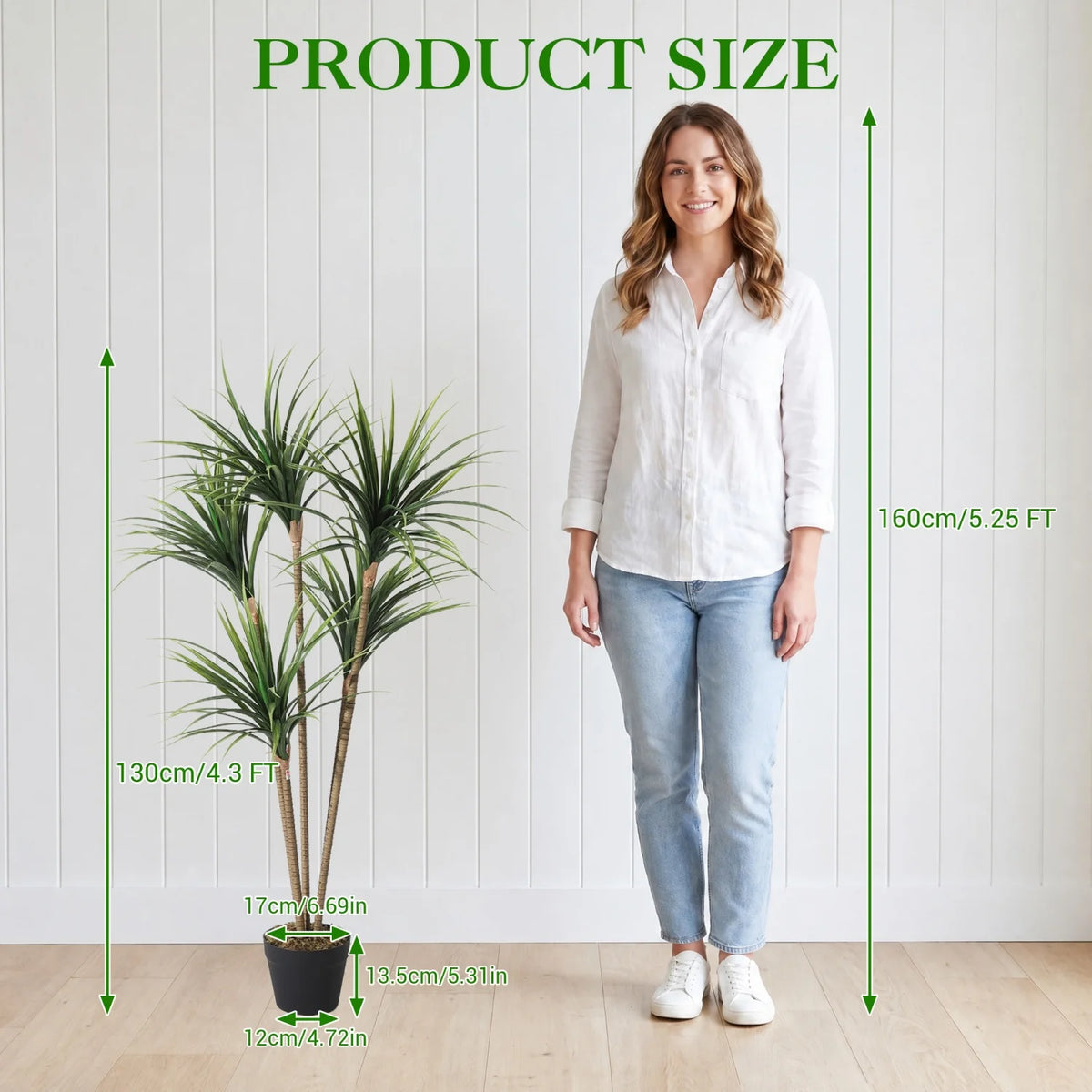 Artificial Dracaena Marginata Tree — 4.3 to 5 ft
