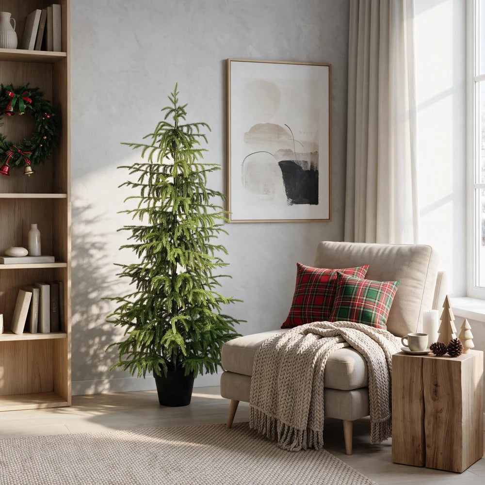 Artificial Norfolk Pine Tree — 5 ft, Real-Touch Foliage, Potted