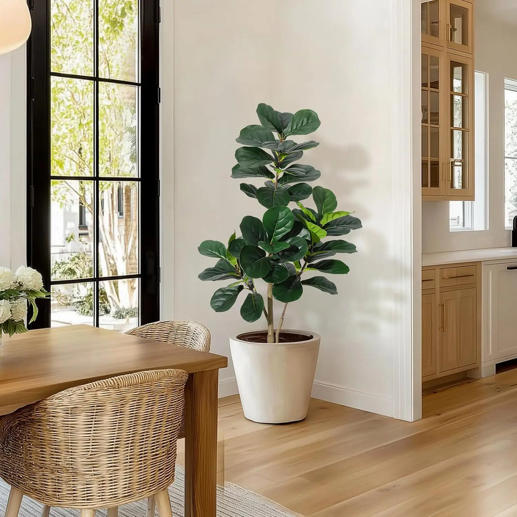 Artificial Fiddle Leaf Fig Tree — 4 to 7 ft, Weighted Planter, 5-Minute Assembly