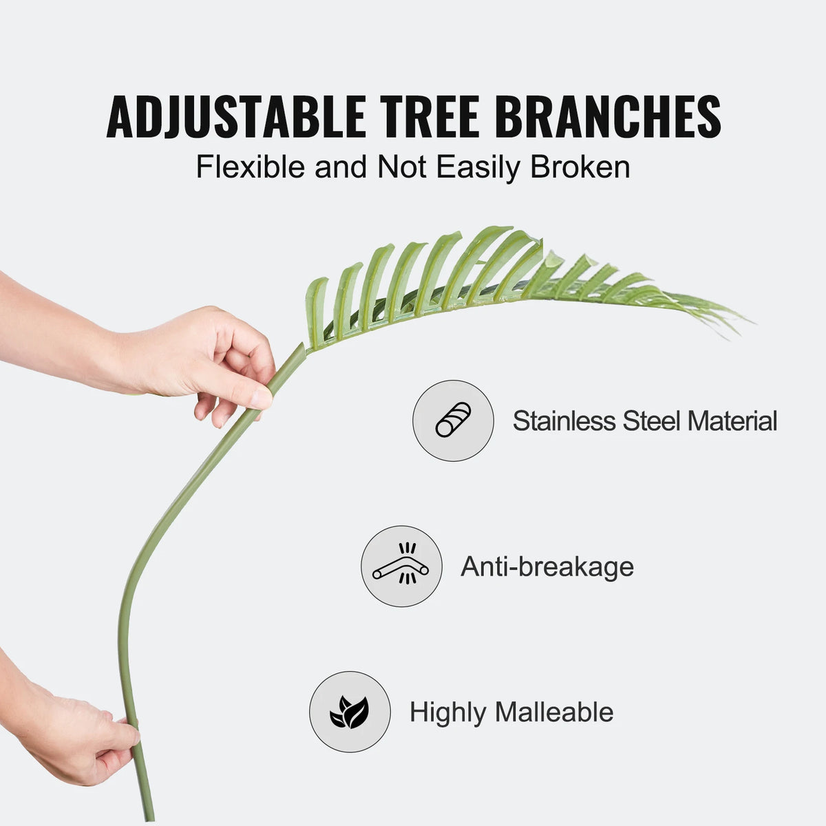 Artificial Palm Tree — Single or Pair, PE Foliage on Stainless-Steel Branches