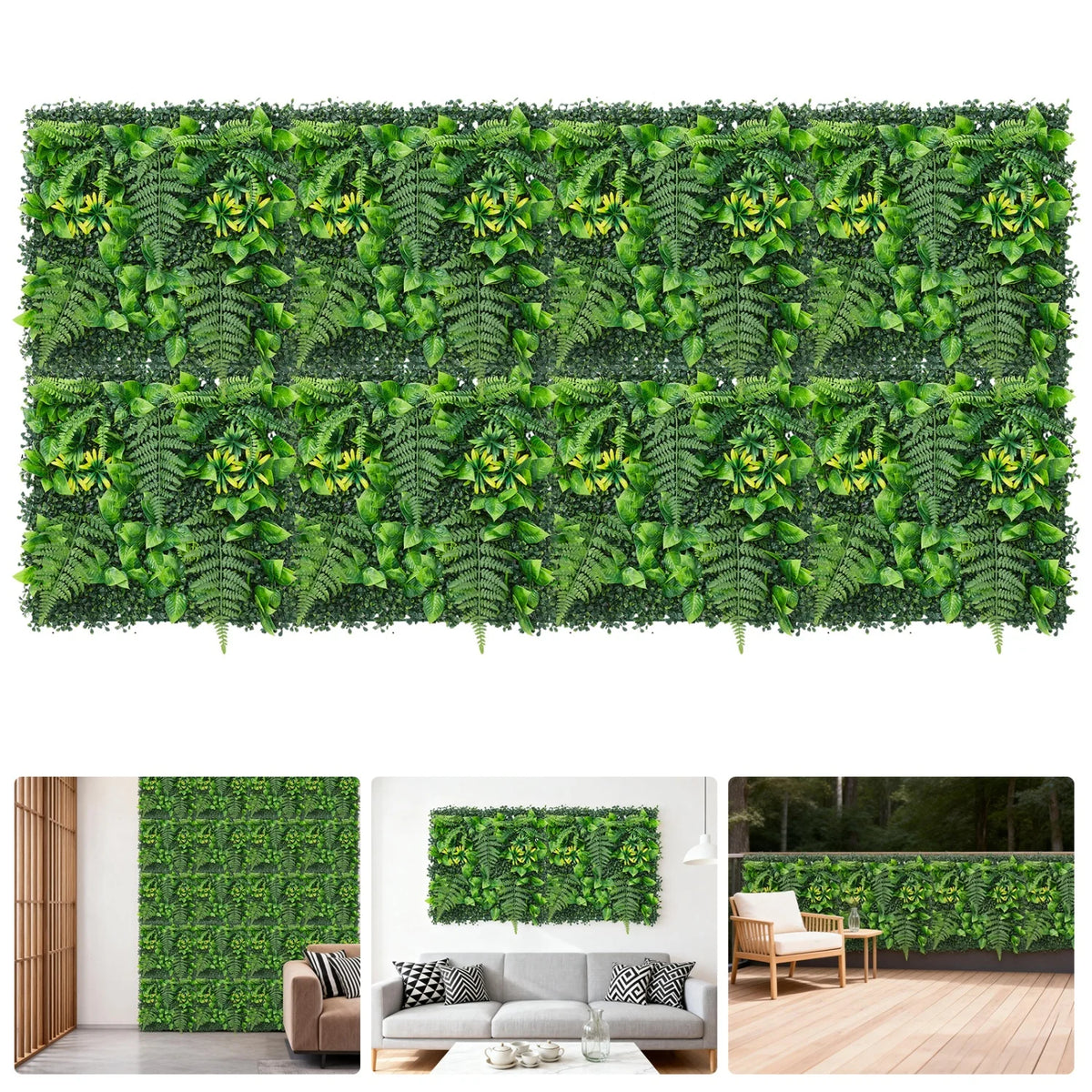 Artificial Green Wall Panels — 4 to 12 Packs, 1 to 3 m² Coverage