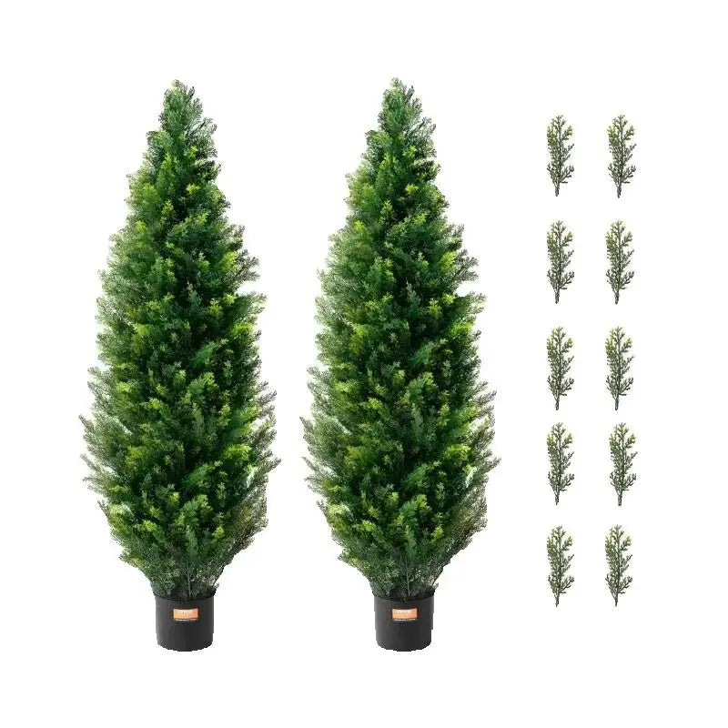 Artificial Cedar Topiary Tree — 3 to 5 ft, Carbon Steel Trunk with Cement Base