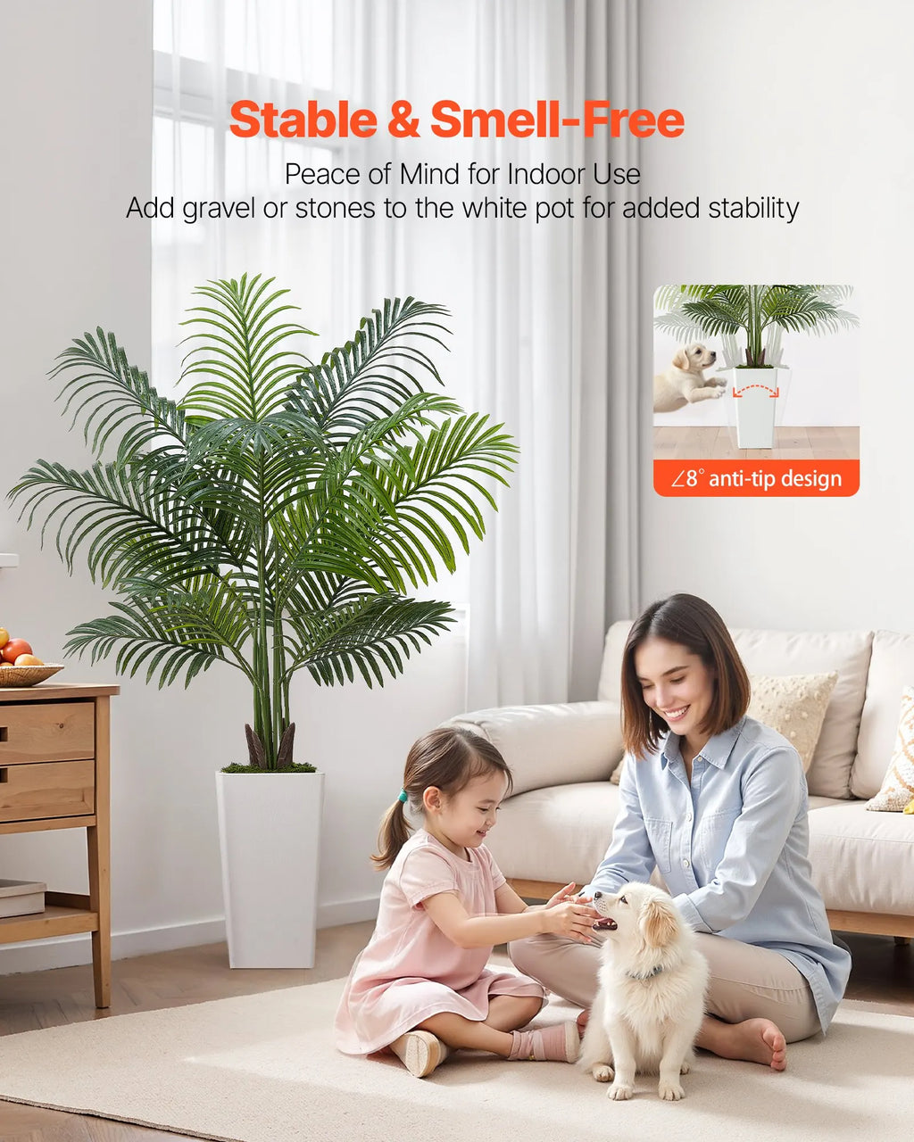 Artificial Areca Palm Tree — Wire-Shaped Fronds, Stable to an 8° Tilt