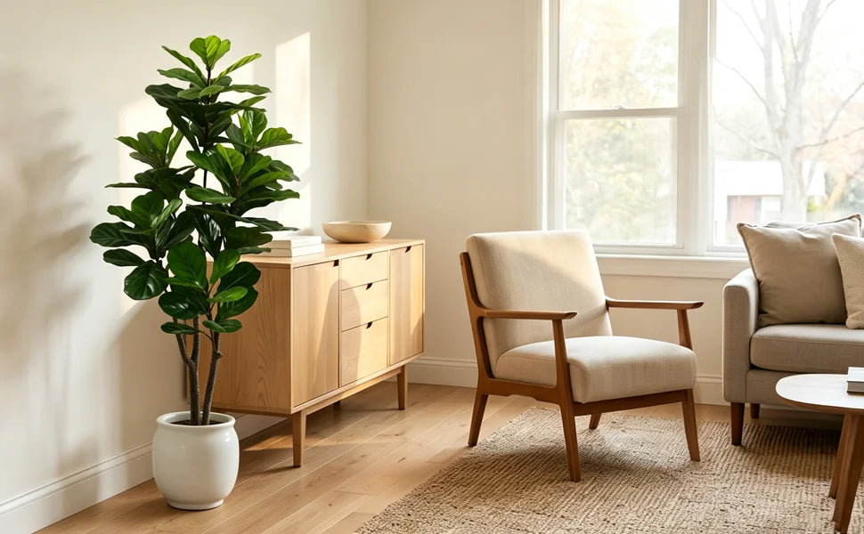 Artificial Fiddle Leaf Fig Tree — 160 to 180 cm, Nested Grower Pot, Textured Trunk