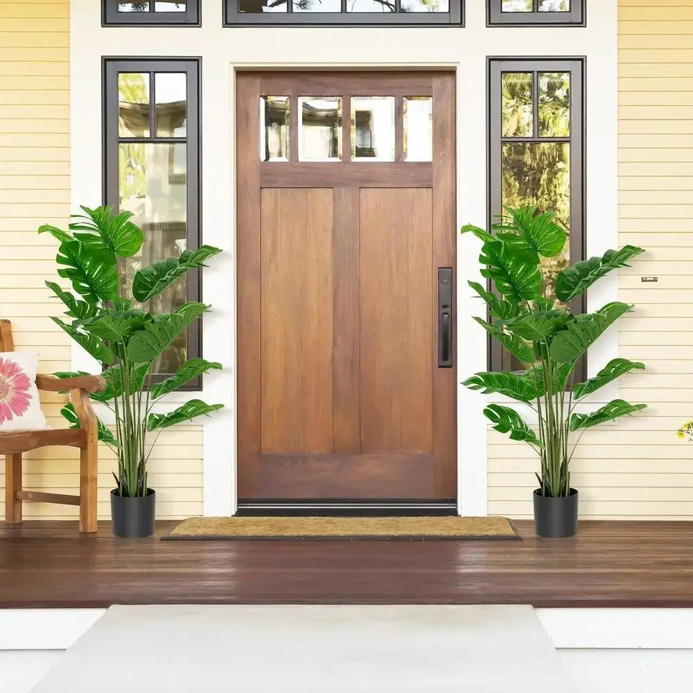 Artificial Monstera Deliciosa — 5 ft, 15 Leaves, Cement-Style Pot