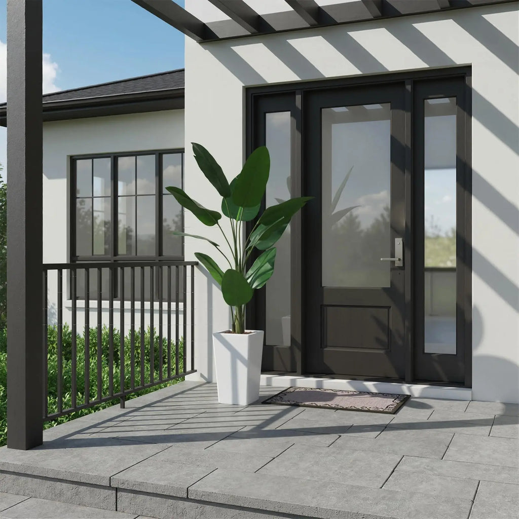 Artificial Banana Tree — 4.8 ft, Tall White Planter