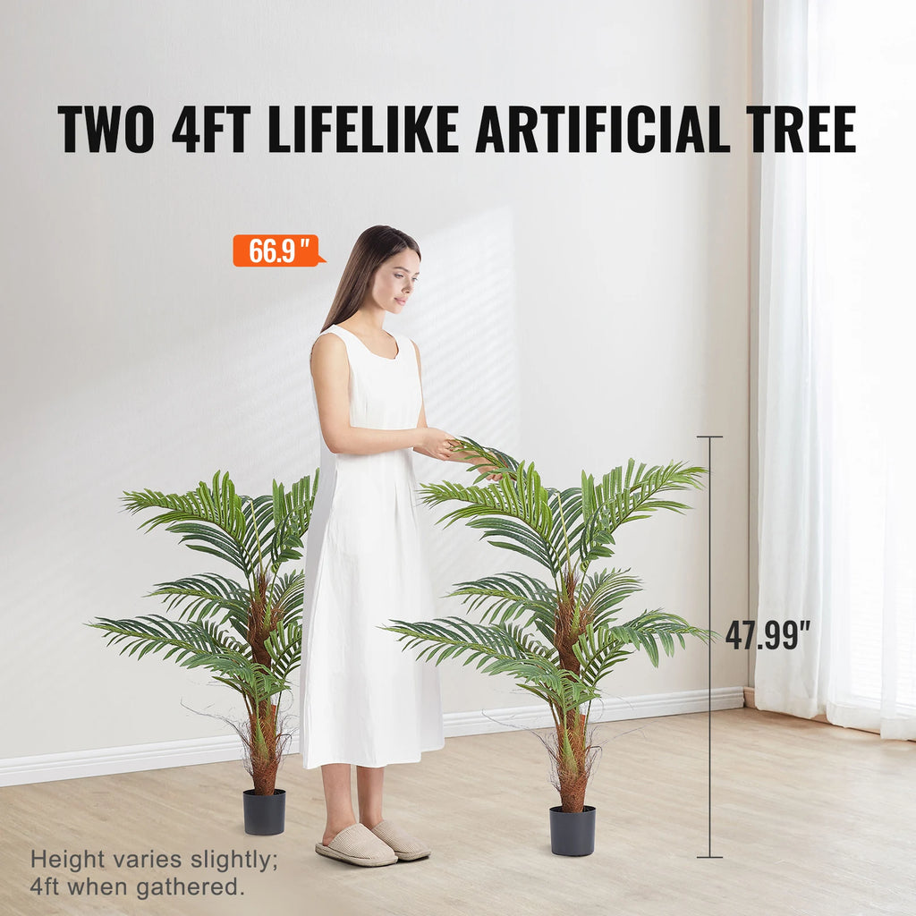 Artificial Palm Tree — Single or Pair, PE Foliage on Stainless-Steel Branches