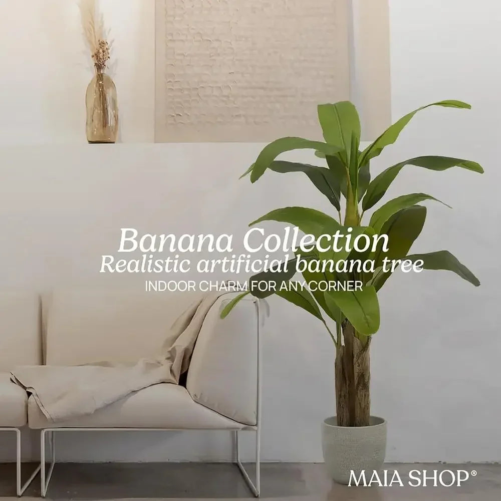 Artificial Banana Tree — 5 ft, Detachable Trunk with Black Pot