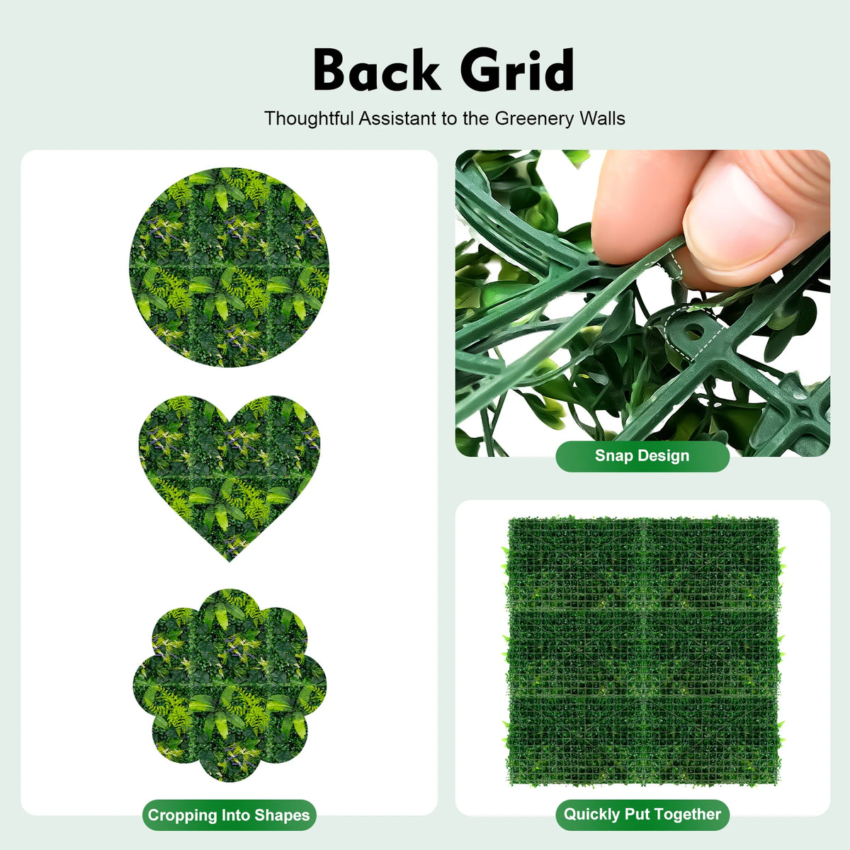Artificial Greenery Wall Panels — 6-Piece Set, 1.4 m² Coverage