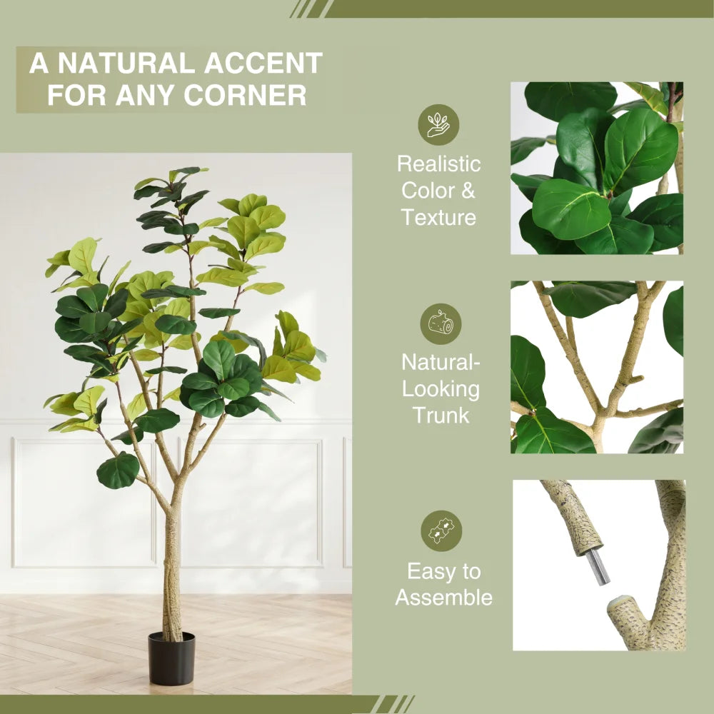 Artificial Fiddle Leaf Fig Tree — 7 ft, Potted