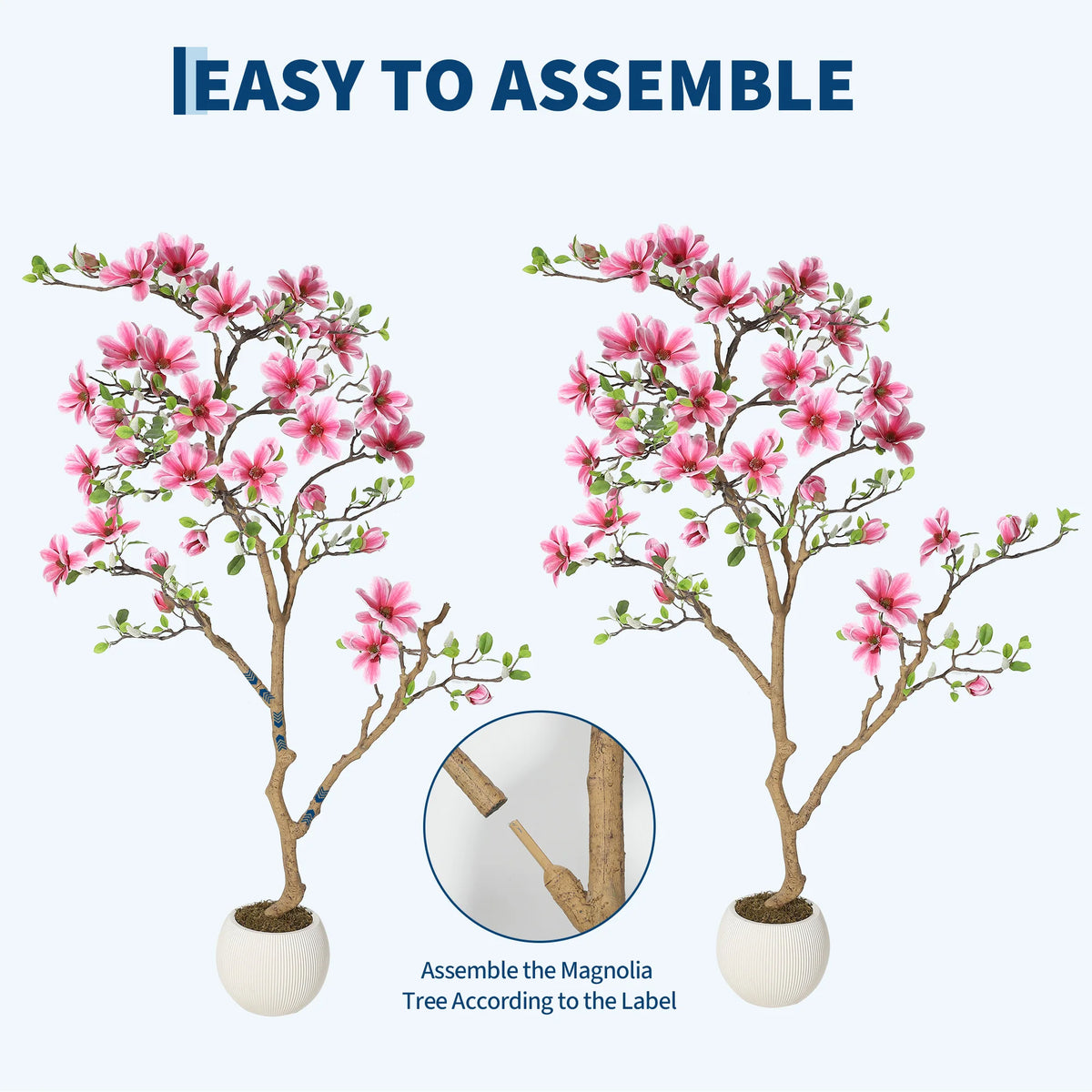 Artificial Pink Magnolia Tree — 4 to 6 ft, Weighted Pot, UV Resistant