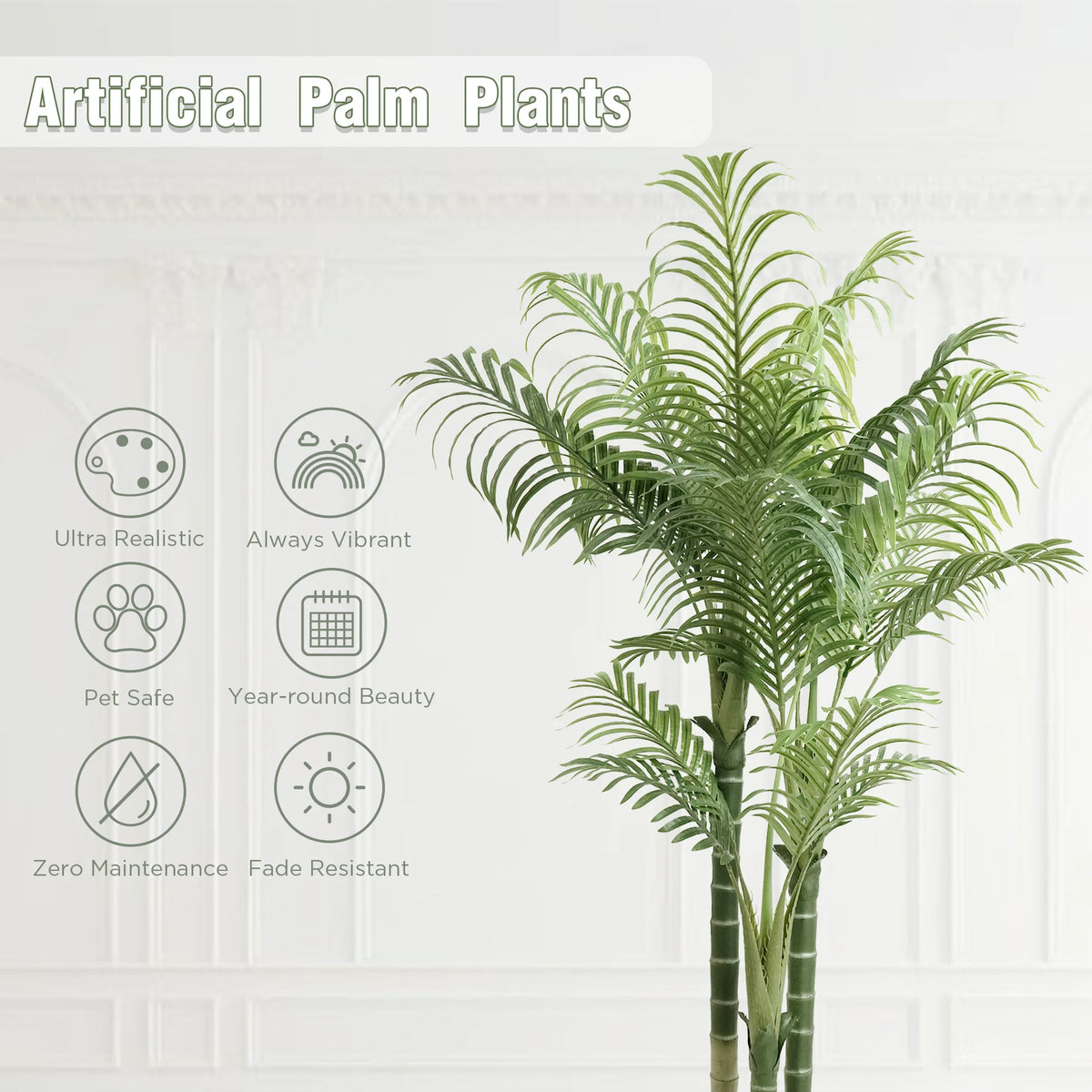 Artificial Areca Palm Tree — 4 to 6 ft, 15 to 21 Leaves by Height
