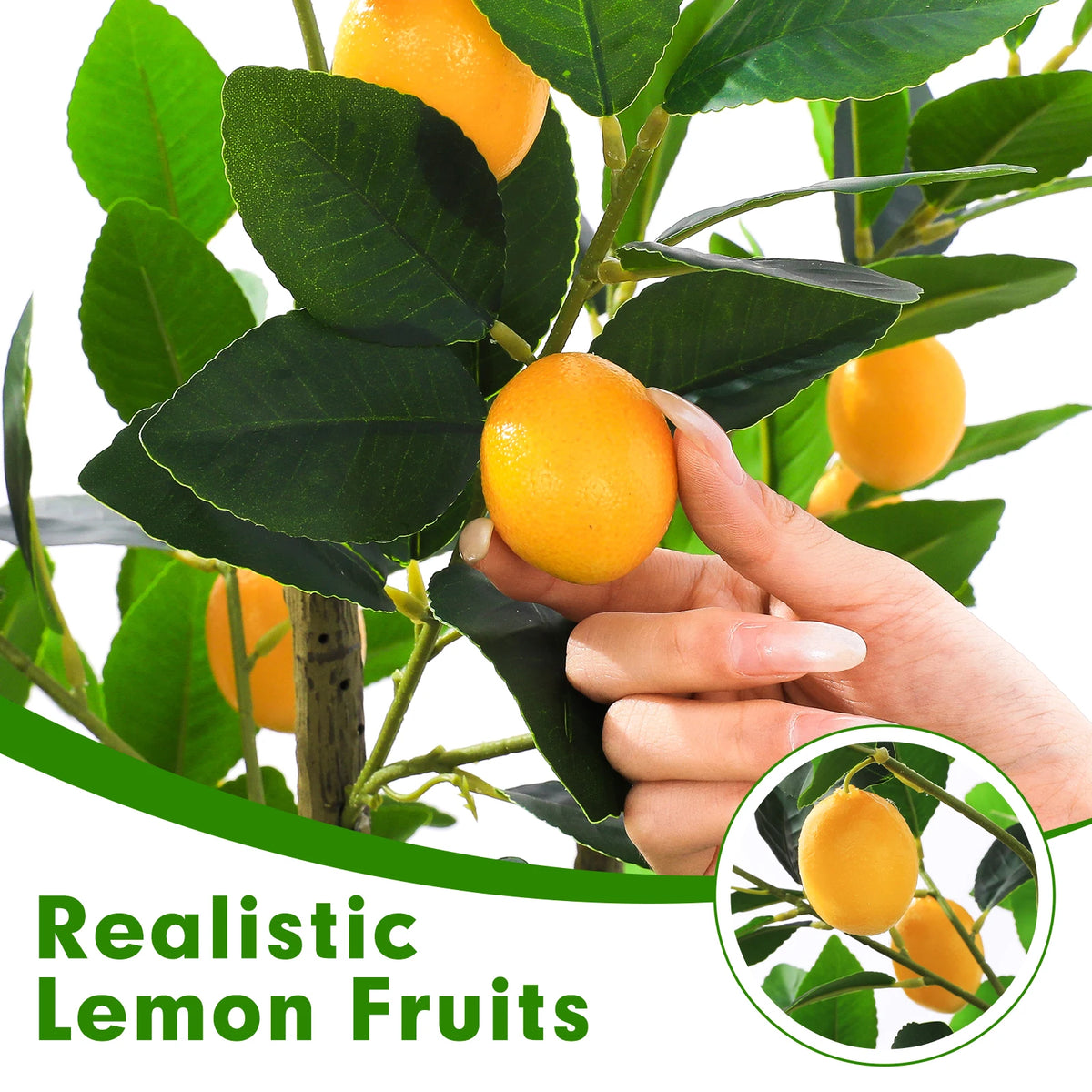 Artificial Lemon Tree — 6 ft, Faux Silk Foliage, Weighted Planter