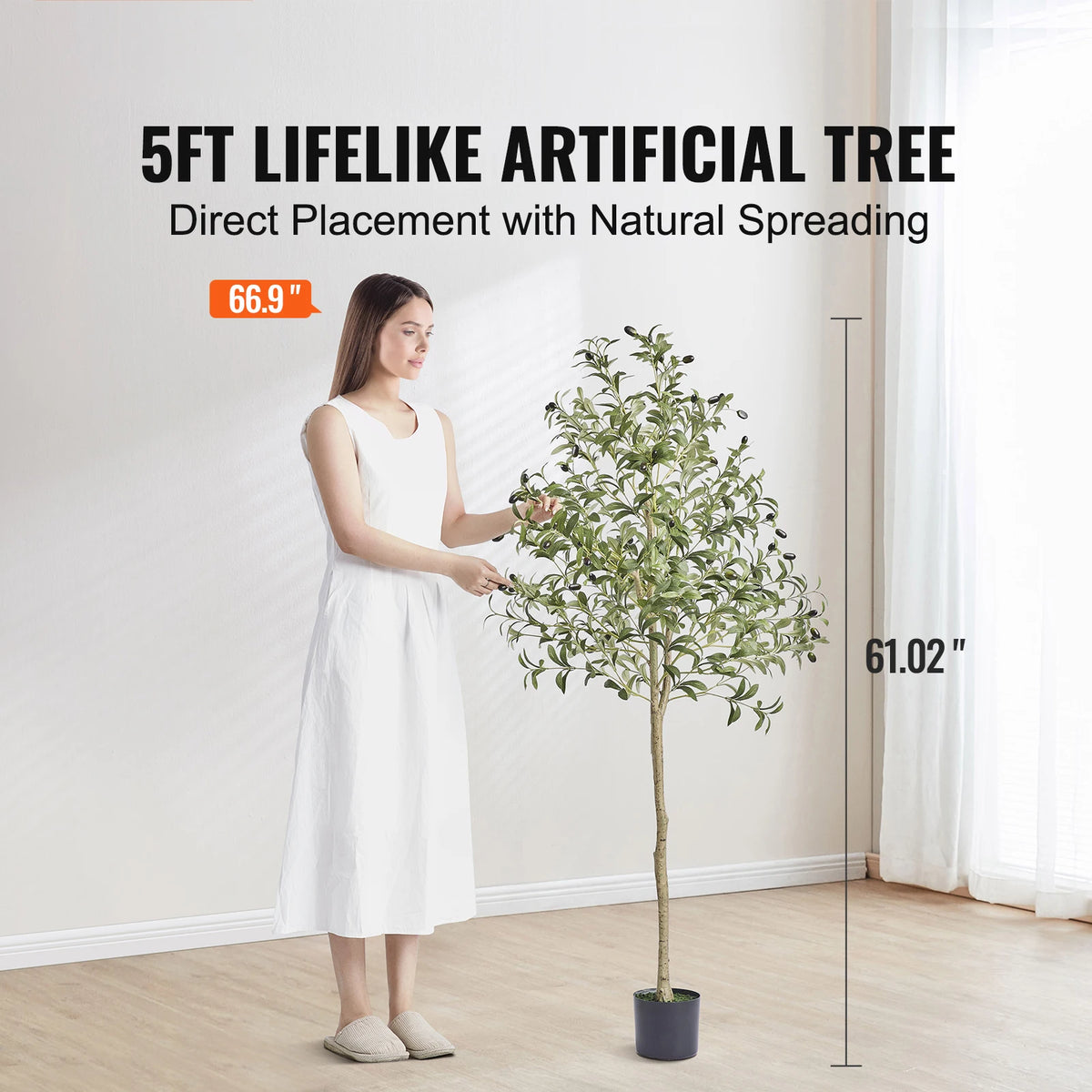 Artificial Olive Tree — 4 to 6 ft, PE Foliage, Stainless Steel Branches