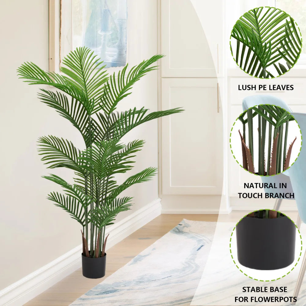 Artificial Areca Palm (Dypsis Lutescens) — 5.2 ft, UV-Resistant, Set of 2