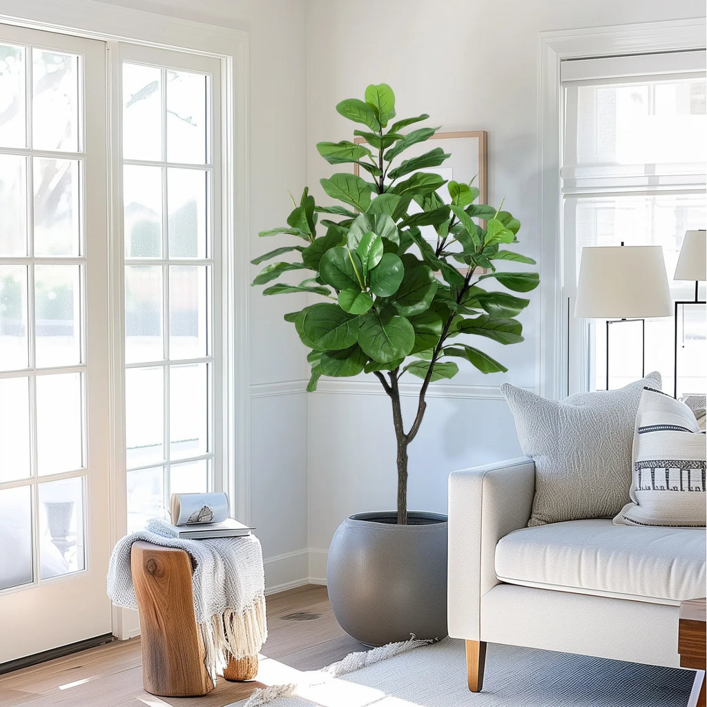 Artificial Fiddle Leaf Fig Tree — 6 ft, Black Pot