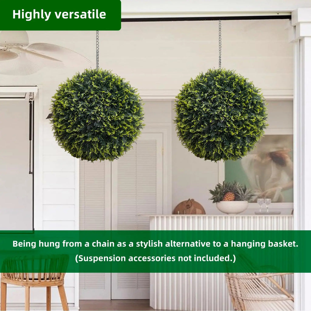 Artificial Cedar Topiary Balls — 17 to 23 in, Set of 2