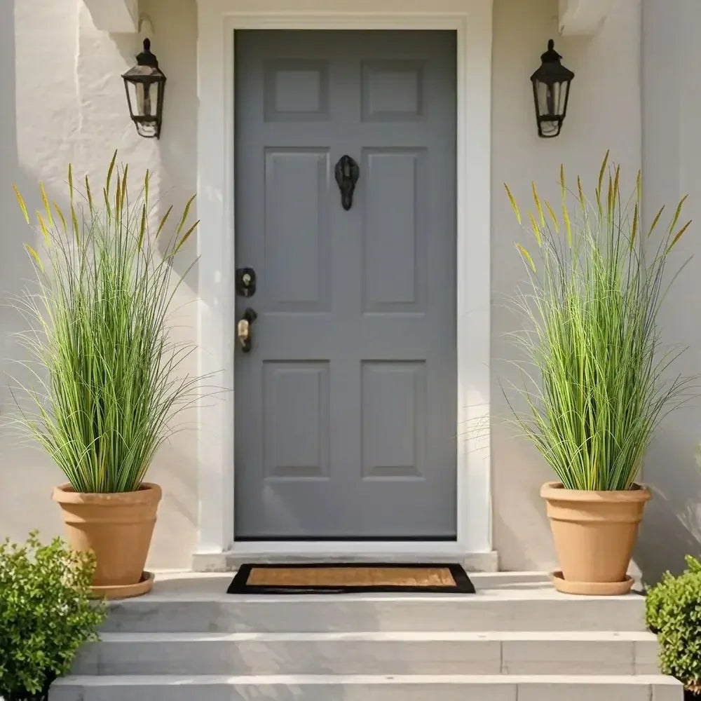 Artificial Cattail and Onion Grass — 3.9 ft, 2-Pack Potted Arrangement