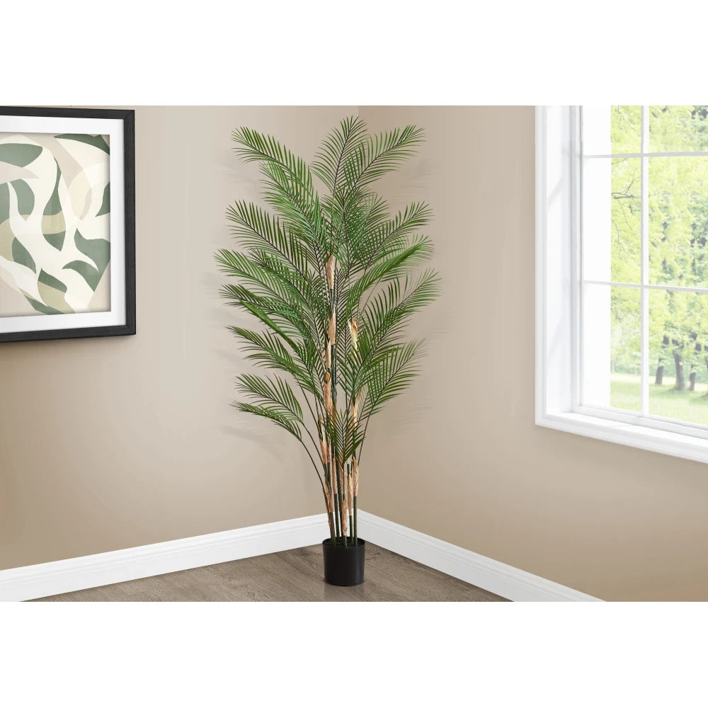 Artificial Palm Tree — 6.9 ft, 32 Real-Touch Leaves, Multi-Stem