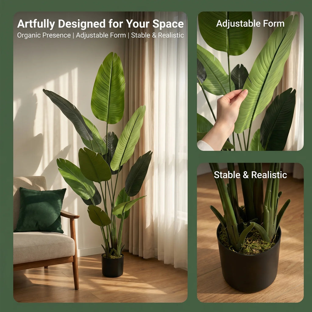 Artificial Bird of Paradise — 160 or 180 cm, Silk Leaves with Nursery Pot